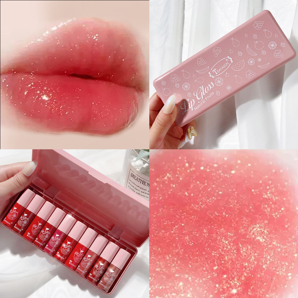 10 pink pearlescent lip gloss long-lasting moisturizing