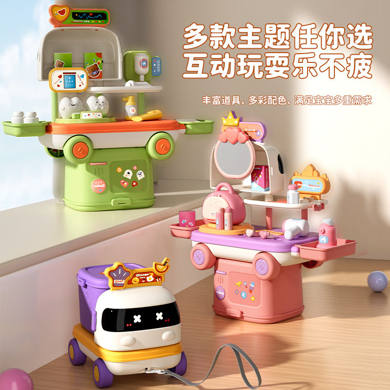 Cute car play house with storage box educational interactive children's toys